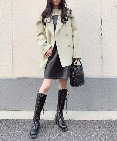 WEGO（ウィゴー）の「WEGO/メルトンダブルテーラードジャケット（テーラードジャケット・レディース・グリーン/ライトベージュ/ベージュ系その他2/ブラック/ブラック系その他2・FREE）」の12枚目の写真