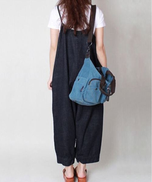 Amulet(アミュレット)の「2WAYデニム風ワンピースパンツ(ワンピース・レディース・ブルー/ブラック・M/L/XL)」の12枚目の写真