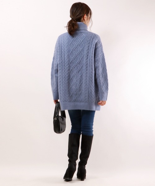 FUNALIVE（ファンアライブ）の「【je crois soi】ケーブル編ニットチュニック（チュニック・レディース・オフホワイト/ピンク/ブルー・FREE）」の8枚目の写真