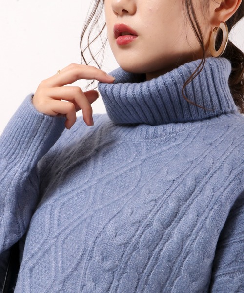 FUNALIVE（ファンアライブ）の「【je crois soi】ケーブル編ニットチュニック（チュニック・レディース・オフホワイト/ピンク/ブルー・FREE）」の6枚目の写真