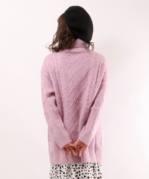 FUNALIVE（ファンアライブ）の「【je crois soi】ケーブル編ニットチュニック（チュニック・レディース・オフホワイト/ピンク/ブルー・FREE）」の10枚目の写真