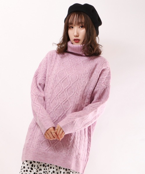 FUNALIVE（ファンアライブ）の「【je crois soi】ケーブル編ニットチュニック（チュニック・レディース・オフホワイト/ピンク/ブルー・FREE）」の11枚目の写真