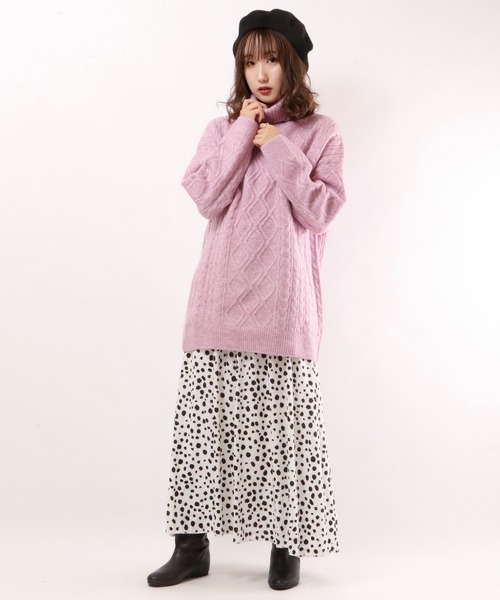 FUNALIVE（ファンアライブ）の「【je crois soi】ケーブル編ニットチュニック（チュニック・レディース・オフホワイト/ピンク/ブルー・FREE）」の7枚目の写真