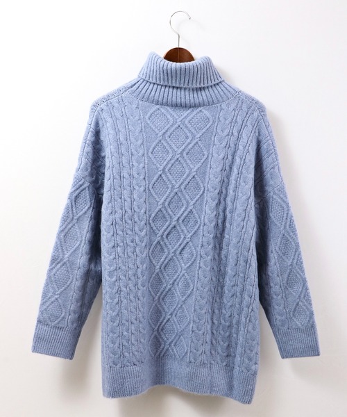 FUNALIVE（ファンアライブ）の「【je crois soi】ケーブル編ニットチュニック（チュニック・レディース・オフホワイト/ピンク/ブルー・FREE）」の21枚目の写真