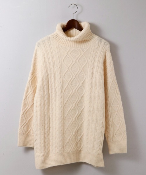 FUNALIVE（ファンアライブ）の「【je crois soi】ケーブル編ニットチュニック（チュニック・レディース・オフホワイト/ピンク/ブルー・FREE）」の15枚目の写真