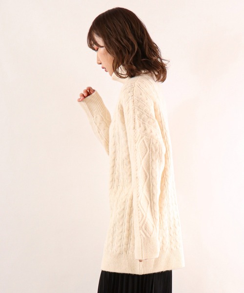 FUNALIVE（ファンアライブ）の「【je crois soi】ケーブル編ニットチュニック（チュニック・レディース・オフホワイト/ピンク/ブルー・FREE）」の18枚目の写真