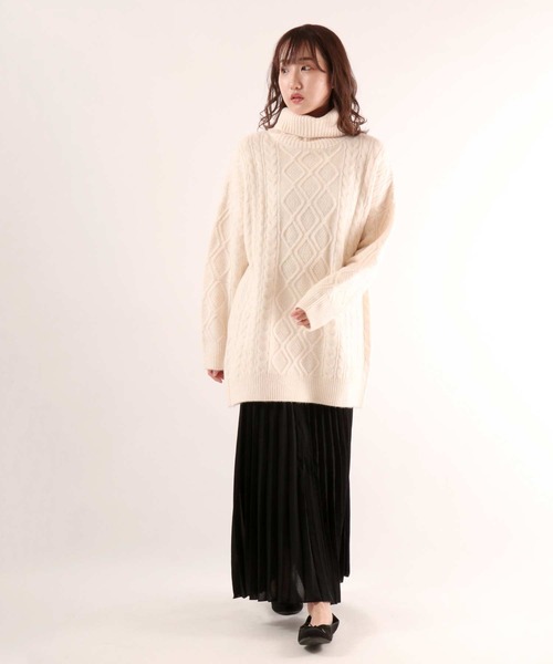 FUNALIVE（ファンアライブ）の「【je crois soi】ケーブル編ニットチュニック（チュニック・レディース・オフホワイト/ピンク/ブルー・FREE）」の20枚目の写真