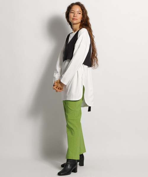 niko and...（ニコアンド）の「ニットベスト付きレイヤードセットプルオーバー（Tシャツ/カットソー・レディース・グリーン/スモーク/モカ・MEDIUM/LARGE）」の7枚目の写真