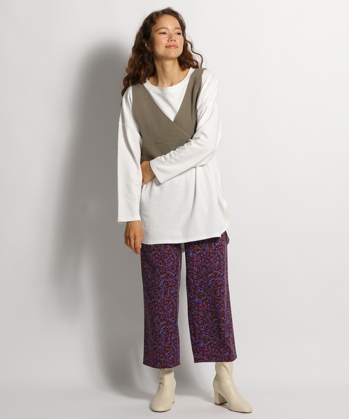 niko and...（ニコアンド）の「ニットベスト付きレイヤードセットプルオーバー（Tシャツ/カットソー・レディース・グリーン/スモーク/モカ・MEDIUM/LARGE）」の4枚目の写真