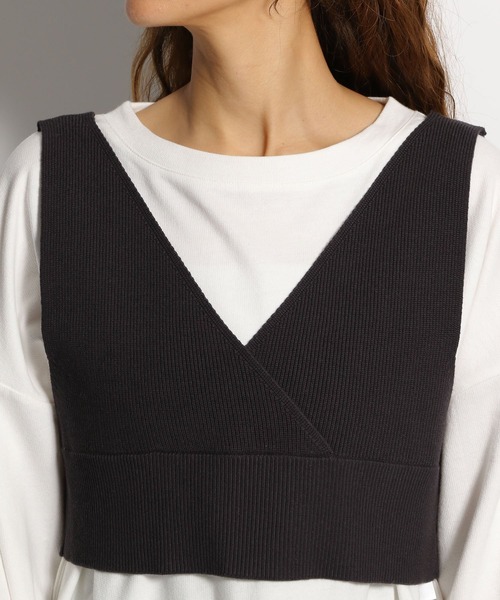 niko and...（ニコアンド）の「ニットベスト付きレイヤードセットプルオーバー（Tシャツ/カットソー・レディース・グリーン/スモーク/モカ・MEDIUM/LARGE）」の13枚目の写真