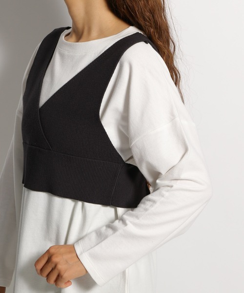 niko and...（ニコアンド）の「ニットベスト付きレイヤードセットプルオーバー（Tシャツ/カットソー・レディース・グリーン/スモーク/モカ・MEDIUM/LARGE）」の14枚目の写真