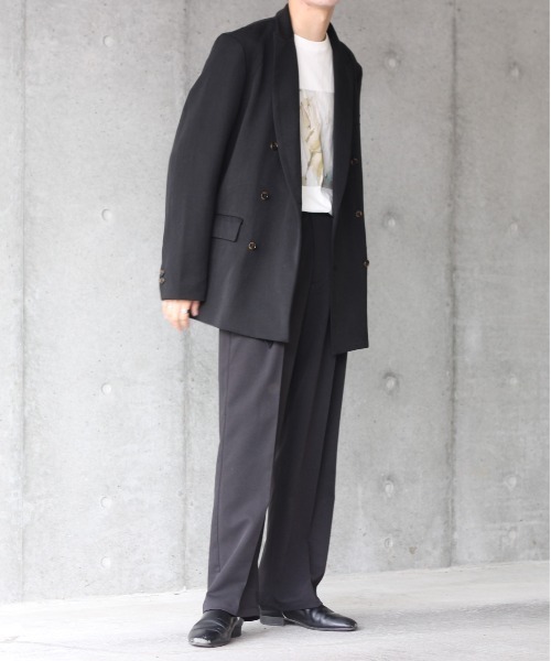 y/m by れぽすけ(イムバイレポスケ)の「センタープレスストレートパンツ(スラックス・メンズ・ブラック/オフホワイト・MEDIUM/LARGE)」の10枚目の写真