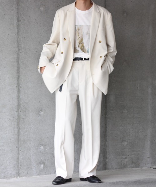 y/m by れぽすけ(イムバイレポスケ)の「センタープレスストレートパンツ(スラックス・メンズ・ブラック/オフホワイト・MEDIUM/LARGE)」の8枚目の写真