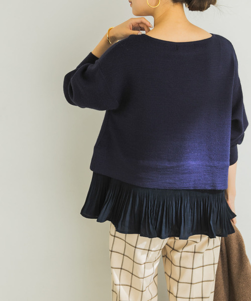 URBAN RESEARCH(アーバンリサーチ)の「2WAYプリーツドッキングニット(ニット/セーター・レディース・ブルー系その他/ネイビー/ベージュ・FREE)」の20枚目の写真
