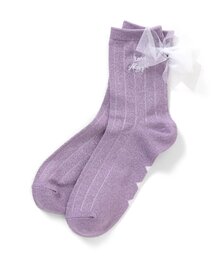 チュールりぼんラメクルーソックス