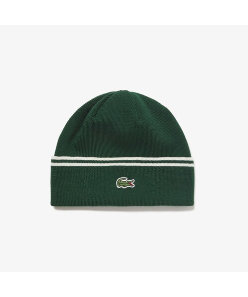 LACOSTE(ラコステ)の「ダブルボーダーニットキャップ(ニットキャップ/ビーニー・レディース・ネイビー/グリーン・FREE)」の4枚目の写真