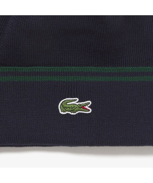 LACOSTE(ラコステ)の「ダブルボーダーニットキャップ(ニットキャップ/ビーニー・レディース・ネイビー/グリーン・FREE)」の3枚目の写真