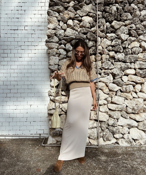 esutoreja（エストレジャ）の「カラーケーブルニットベスト（ニット/セーター・レディース・ホワイト/ピンク/ベージュ・FREE）」の5枚目の写真