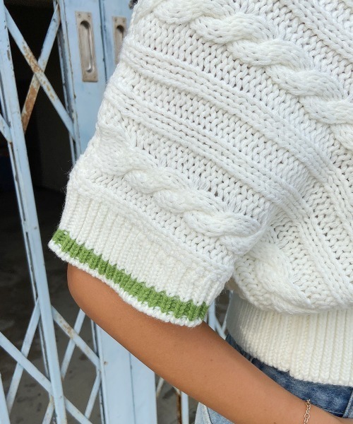 esutoreja（エストレジャ）の「カラーケーブルニットベスト（ニット/セーター・レディース・ホワイト/ピンク/ベージュ・FREE）」の18枚目の写真