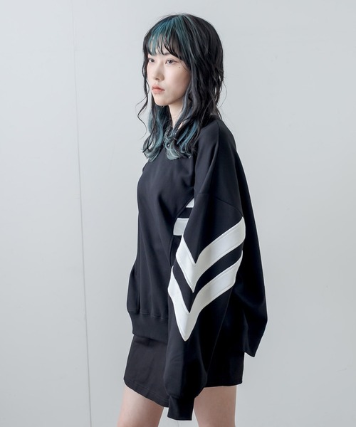 RASVOA（ラスボア）の「切替ライントレーナー／スウェット（スウェット・レディース・ブラック/オフホワイト・FREE）」の14枚目の写真