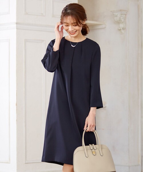 J.PRESS Ladies(J.プレス レディス)の「【洗える】ヴィーナスダブルクロス ワンピース(ワンピース・レディース・ブラック系/ネイビー系・XS)」の2枚目の写真