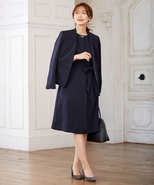 J.PRESS Ladies(J.プレス レディス)の「【洗える】ヴィーナスダブルクロス ワンピース(ワンピース・レディース・ブラック系/ネイビー系・XS)」の4枚目の写真