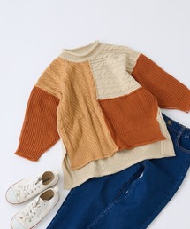 【KIDS】クレイジー切り替えニットプルオーバー