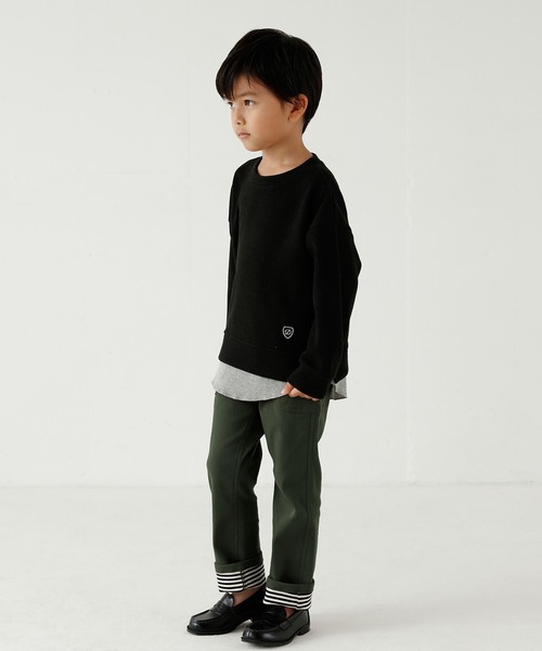 D.fesense(ディーフェセンス)の「裾裏ボーダーパンツ(その他パンツ・キッズ・ブラック/ベージュ/グリーン・110cm/100cm)」の3枚目の写真