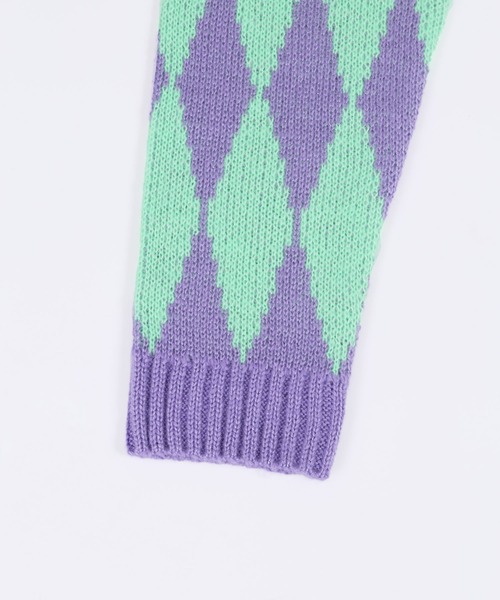 WC（ダブル シー）の「ハーリキンチェックカーディガン（カーディガン/ボレロ・レディース・ブルー/パープル/ピンク・FREE）」の5枚目の写真