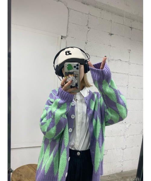 WC（ダブル シー）の「ハーリキンチェックカーディガン（カーディガン/ボレロ・レディース・ブルー/パープル/ピンク・FREE）」の17枚目の写真