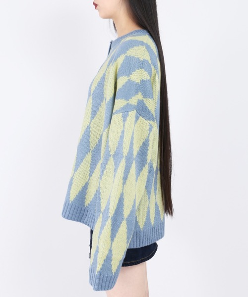 WC（ダブル シー）の「ハーリキンチェックカーディガン（カーディガン/ボレロ・レディース・ブルー/パープル/ピンク・FREE）」の10枚目の写真