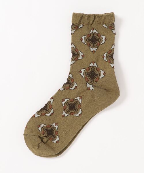 ehka sopo（エヘカソポ）の「幾何学花柄ソックス（ソックス/靴下・レディース・オレンジ/グリーン/ラベンダー・ﾌﾘ-）」の2枚目の写真