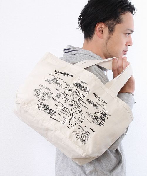 coen（コーエン）の「刺繍トートバッグ小（トートバッグ・メンズ・オフホワイト・FREE）」の9枚目の写真