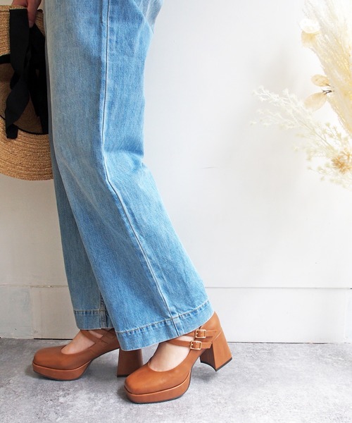 byあしながおじさん（バイアシナガオジサン）の「厚底ダブルストラップパンプス　-8980645（パンプス・レディース・アイボリー/クリアブラック/ライトベージュ/ブラック/ライトブラウン/グレイッシュベージュ/ボルドー・22.5cm/23.0cm/24.0cm/24.5cm/23.5cm/23cm/24cm）」の4枚目の写真