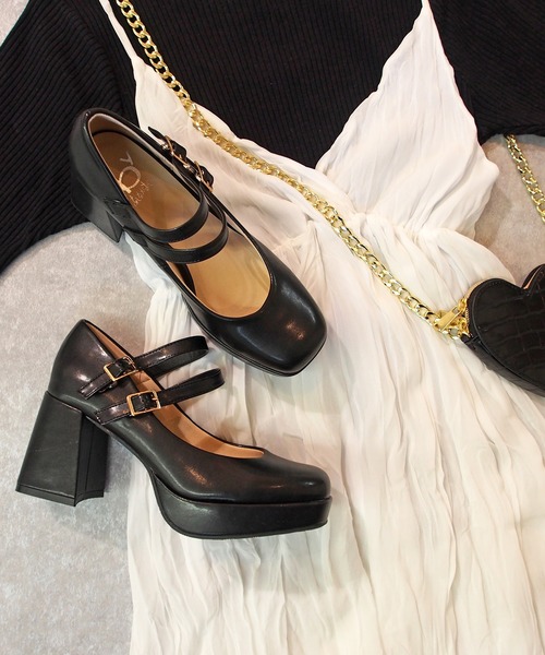 厚底ダブルストラップパンプス -8980645（パンプス）｜byあしながおじさん（バイアシナガオジサン）