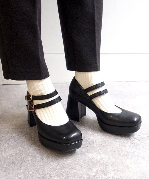 厚底ダブルストラップパンプス -8980645（パンプス）｜byあしながおじさん（バイアシナガオジサン）