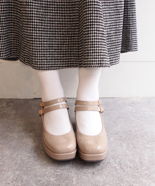 厚底ダブルストラップパンプス -8980645（パンプス）｜byあしながおじさん（バイアシナガオジサン）