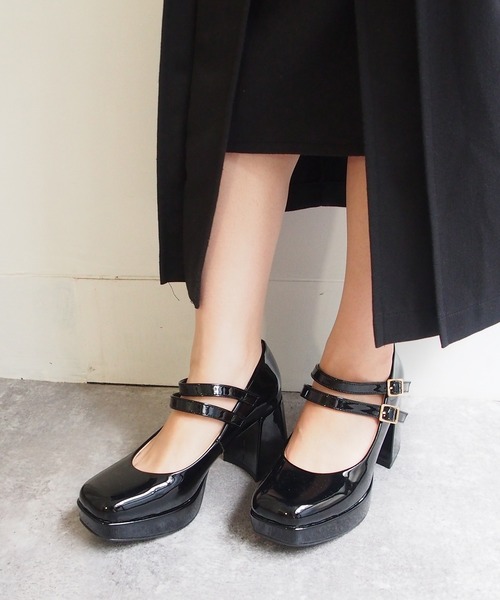 厚底ダブルストラップパンプス -8980645（パンプス）｜byあしながおじさん（バイアシナガオジサン）