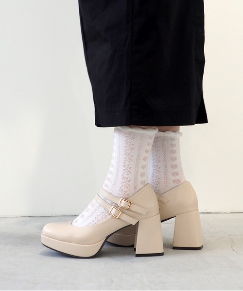 厚底ダブルストラップパンプス -8980645（パンプス）｜byあしながおじさん（バイアシナガオジサン）