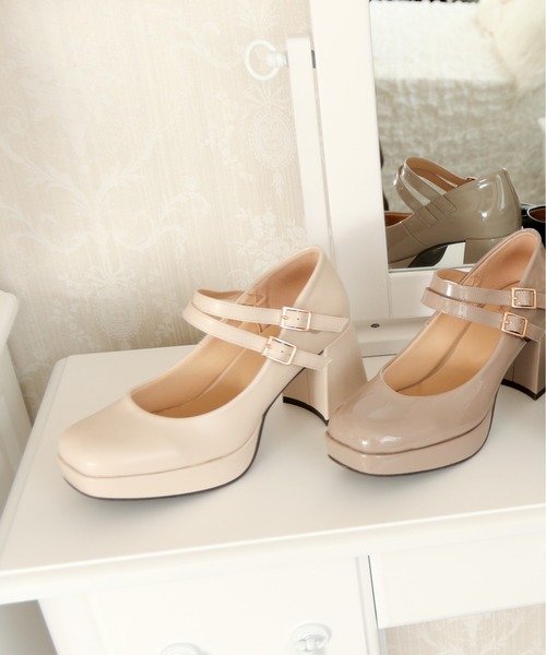 厚底ダブルストラップパンプス -8980645（パンプス）｜byあしながおじさん（バイアシナガオジサン）