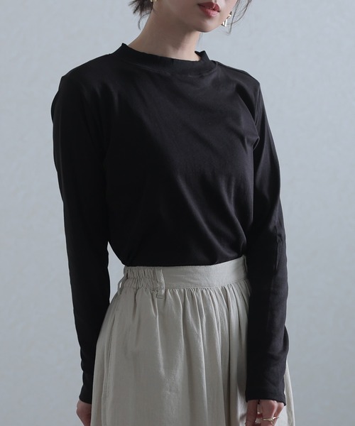 ElegChic（エレグシック）の「プチハイネックカットソー 長袖（Tシャツ/カットソー・レディース・チャコール/オフホワイト/杢グレー/ブラック・L/M/XL/3L/4L）」の5枚目の写真