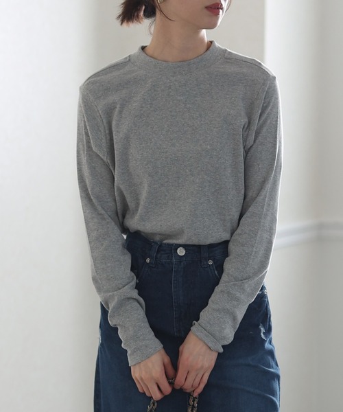 ElegChic（エレグシック）の「プチハイネックカットソー 長袖（Tシャツ/カットソー・レディース・チャコール/オフホワイト/杢グレー/ブラック・L/M/XL/3L/4L）」の9枚目の写真