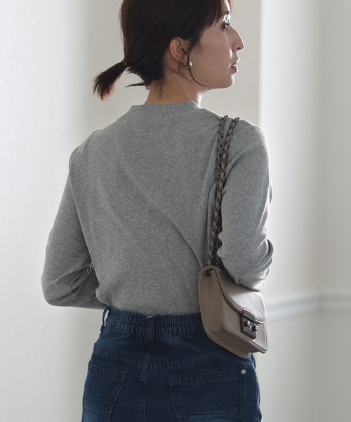 ElegChic（エレグシック）の「プチハイネックカットソー 長袖（Tシャツ/カットソー・レディース・チャコール/オフホワイト/杢グレー/ブラック・L/M/XL/3L/4L）」の11枚目の写真