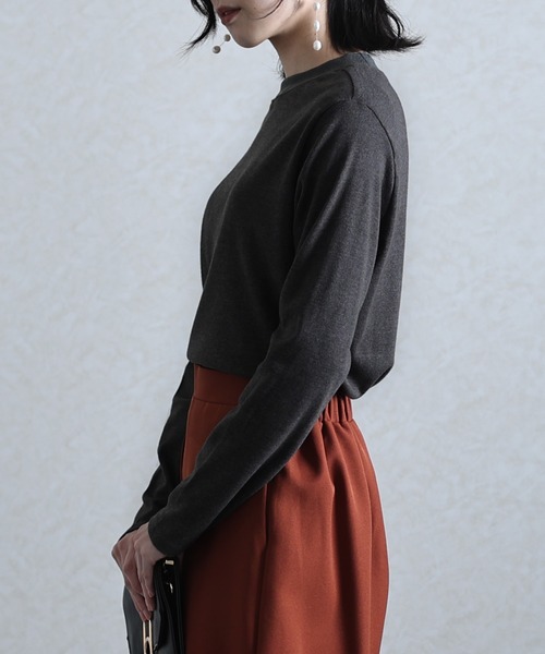 ElegChic（エレグシック）の「プチハイネックカットソー 長袖（Tシャツ/カットソー・レディース・チャコール/オフホワイト/杢グレー/ブラック・L/M/XL/3L/4L）」の18枚目の写真