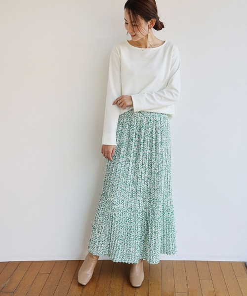 andme(アンドミー)の「花柄ロング丈プリーツマーメイドスカート(スカート・レディース・ブラック/ベージュ/グリーン・M)」の12枚目の写真