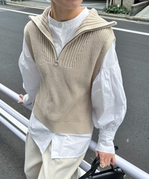 【ハンドウォッシャブル】ハーフジップベスト