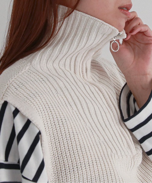 feepur（フェピュール）の「【ハンドウォッシャブル】ハーフジップベスト（ベスト・レディース・ブラック/ベージュ/オフホワイト・MEDIUM）」の14枚目の写真