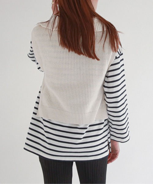 feepur（フェピュール）の「【ハンドウォッシャブル】ハーフジップベスト（ベスト・レディース・ブラック/ベージュ/オフホワイト・MEDIUM）」の4枚目の写真