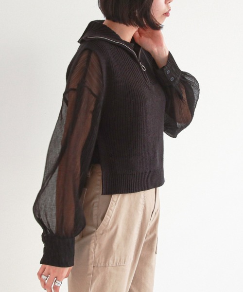 feepur（フェピュール）の「【ハンドウォッシャブル】ハーフジップベスト（ベスト・レディース・ブラック/ベージュ/オフホワイト・MEDIUM）」の16枚目の写真