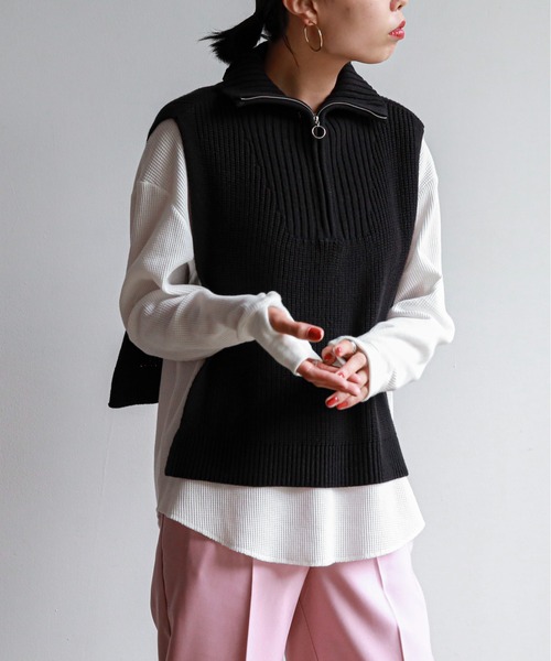 feepur（フェピュール）の「【ハンドウォッシャブル】ハーフジップベスト（ベスト・レディース・ブラック/ベージュ/オフホワイト・MEDIUM）」の22枚目の写真